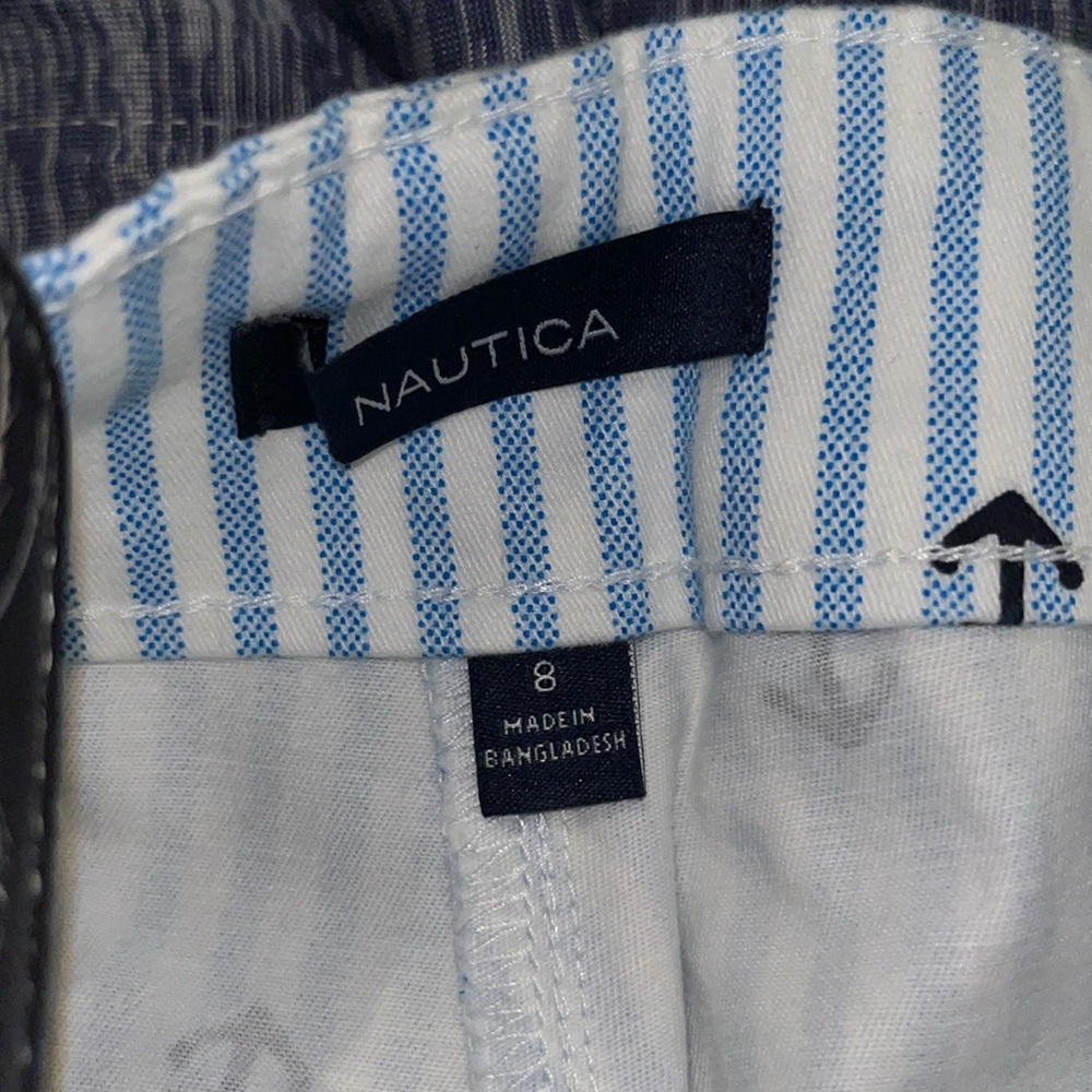 Nautica size 8, stretch 12 short blue and white striped with anchors away - Picture 7 of 10